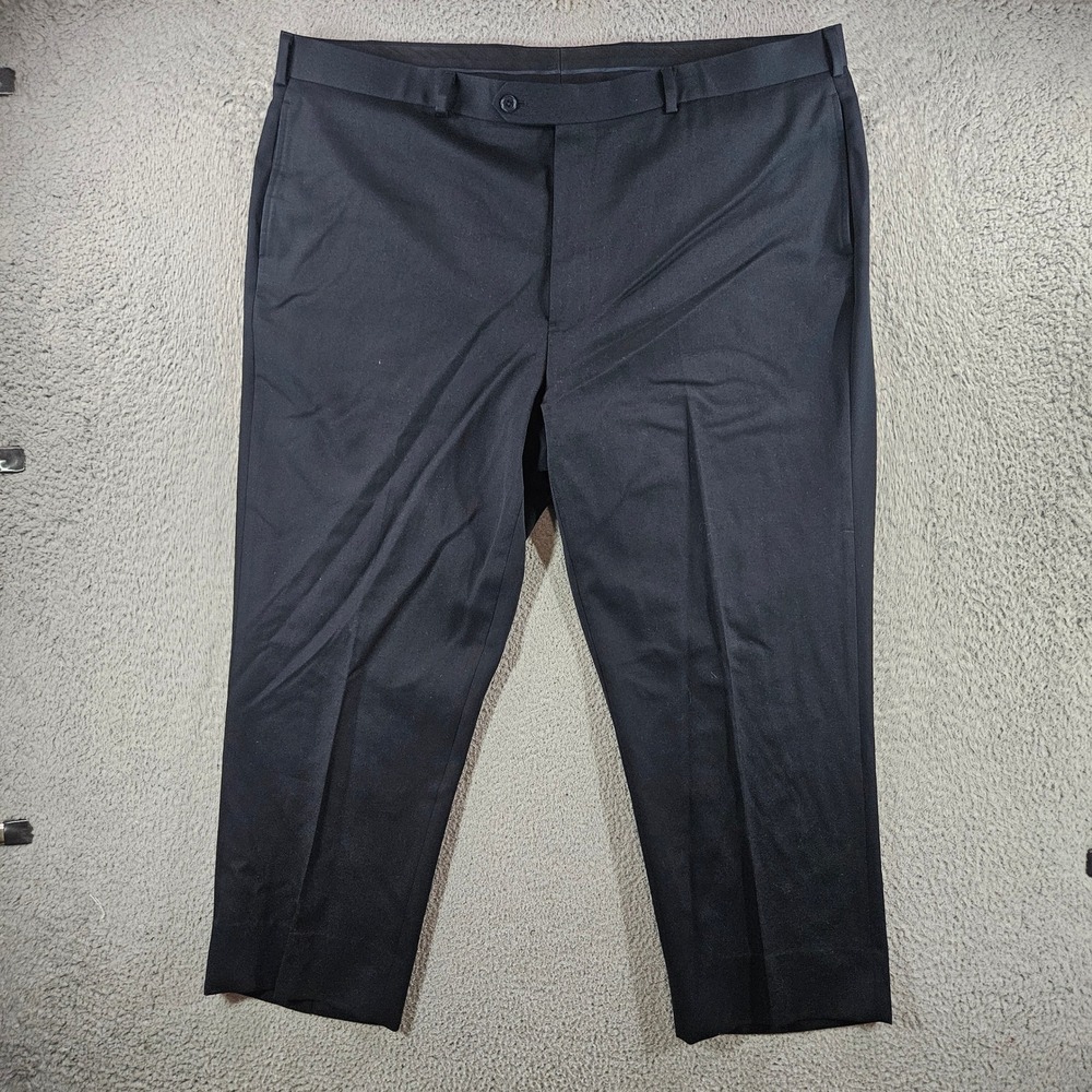 Brooks Brothers Madison Mens 44x27 Black Wool Flat Front Dress Pants Trousers
